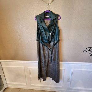 New MUBLIZ Long Vest Faux Leather with Febric Size L
